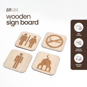 sign kayu meja toko – logo & menu holder custom, display cafe laser engrave